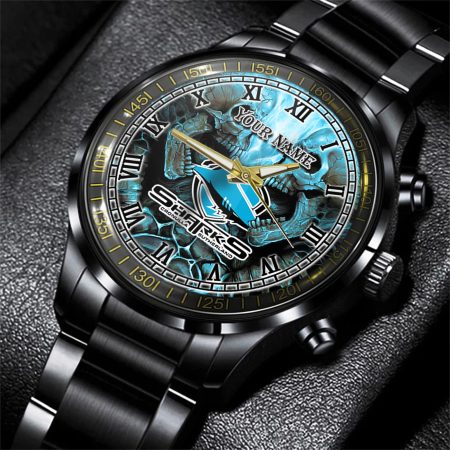 Cronulla Sutherland Sharks NRL Personalized 3D Men Skull Hand Watch Gift For Fans