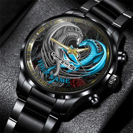 Cronulla Sutherland Sharks NRL Personalized Black Hand Watch Gift For Fans