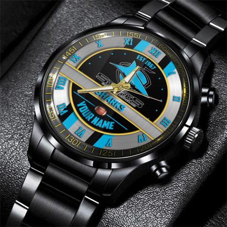 Cronulla Sutherland Sharks NRL Personalized Black Hand Watch Gift For Fans