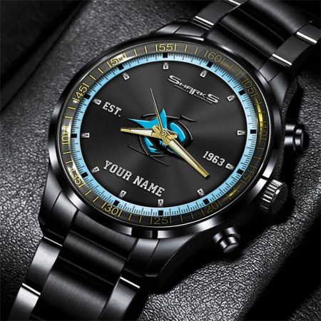 Cronulla Sutherland Sharks NRL Personalized Sport Black Fashion Watch Gifts For Fans