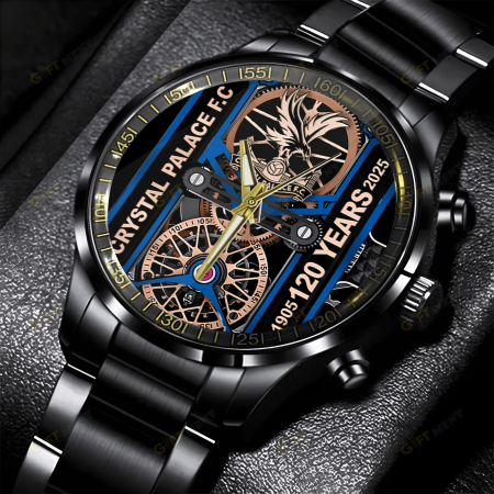 Crystal Palace F.C Premier League Black Stainless Steel Watch Gift For Fan