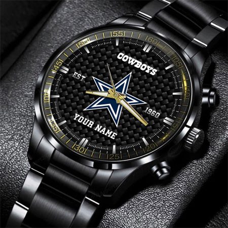 Dallas Cowboys NFL Black Fashion Hand Watch Custom Your Name Gift For Fan