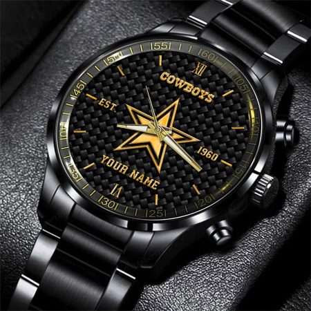 Dallas Cowboys NFL Black Fashion Hand Watch Custom Your Name Gift For Fan