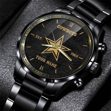 Dallas Cowboys NFL Black Fashion Hand Watch Custom Your Name Gift For Fan