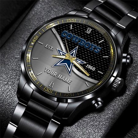 Dallas Cowboys NFL Black Fashion Hand Watch Custom Your Name Gift For Fan