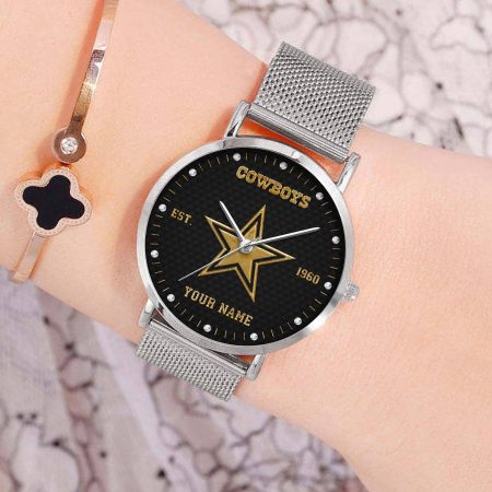 Dallas Cowboys NFL Black Fashion Watch Custom Your Name