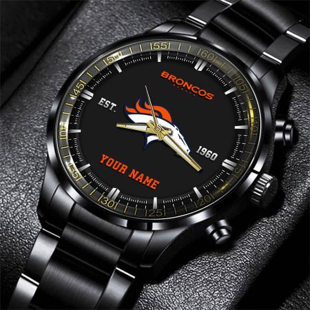 Denver Broncos NFL Personalized Black Fashion Watch Gifts For Fans