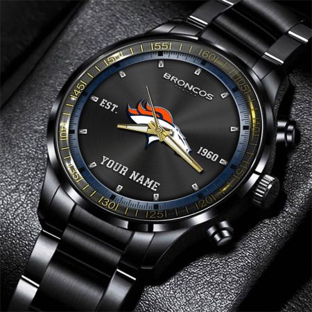 Denver Broncos NFL Personalized Black Fashion Watch Gifts For Fans
