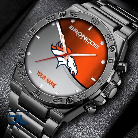 Denver Broncos NFL Personalized Black Hand Watch Gifts For Fans