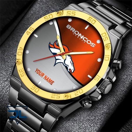 Denver Broncos NFL Personalized Black Hand Watch Gifts For Fans