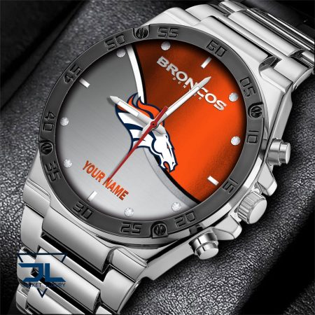 Denver Broncos NFL Personalized Black Hand Watch Gifts For Fans