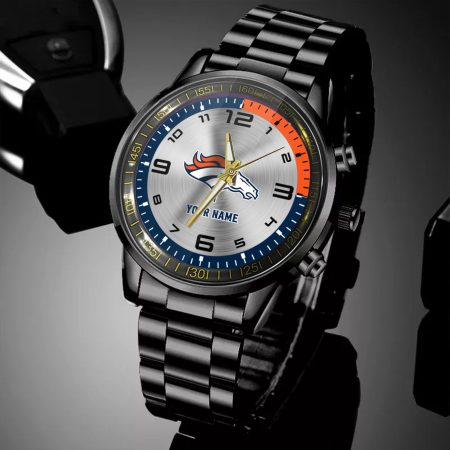 Denver Broncos NFL Personalized Black Hand Watch Gifts For Fans