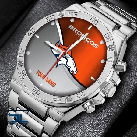 Denver Broncos NFL Personalized Black Hand Watch Gifts For Fans
