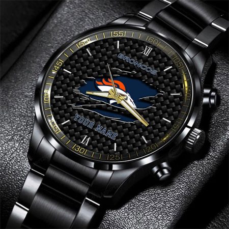 Denver Broncos NFL Personalized Sport Black Fashion Watch For Fan