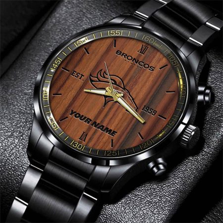 Denver Broncos NFL Personalized Sport Black Watch Gifts For Fans