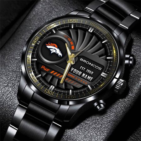 Denver BroncosNFL Black Fashion Watch Custom Your Name