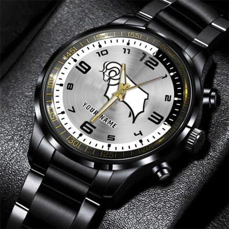 Derby County EFL Personalized Black Stainless Steel Hand Watch For Fan
