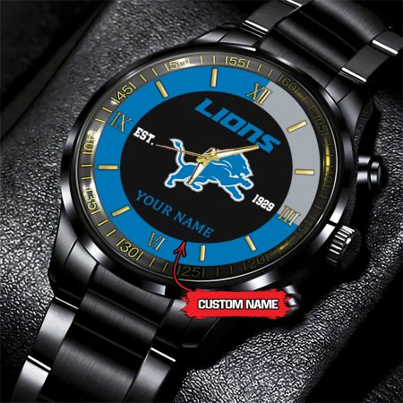 Detroit Lions NFL Personalized Black Fashion Watch
