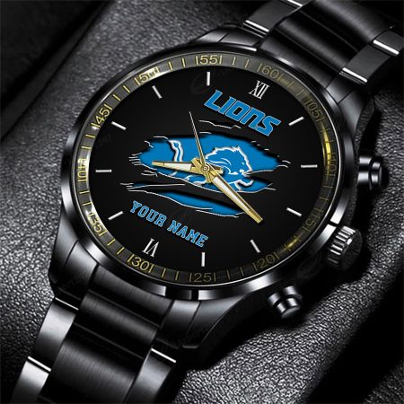 Detroit Lions NFL Personalized Black Fashion Watch For Football Lovers For Fan