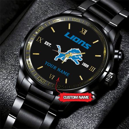 Detroit Lions NFL Personalized Black Fashion Watch
