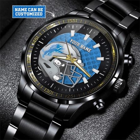 Detroit Lions NFL Personalized Black Hand Watch Gift For Fans