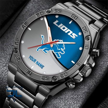 Detroit Lions NFL Personalized Black Hand Watch Gifts For Fans