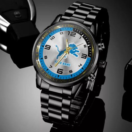 Detroit Lions NFL Personalized Black Hand Watch Gifts For Fans