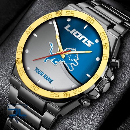 Detroit Lions NFL Personalized Black Hand Watch Gifts For Fans