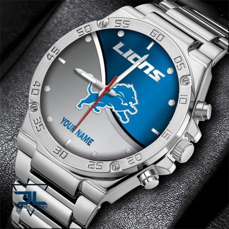 Detroit Lions NFL Personalized Black Hand Watch Gifts For Fans