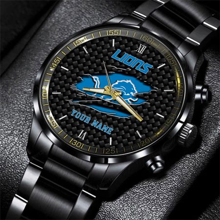Detroit Lions NFL Personalized Sport Black Fashion Watch For Fan