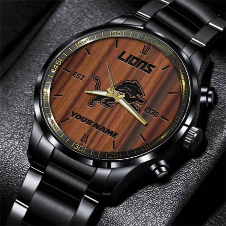 Detroit Lions NFL Personalized Sport Black Watch Gifts For Fans