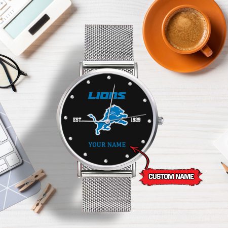 Detroit Lions NFL Personalized Style Sliver Hand Watch For Lady For Fan