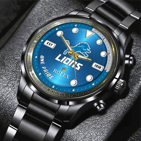 Detroit Lions NFL x Rolex Black Stainless Steel Watch Gift For Fan