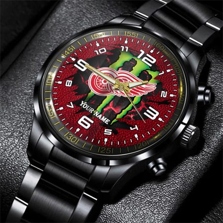 Detroit Red Wings NHL Personalized 3D Black Men Hand Watch Gift For Fans