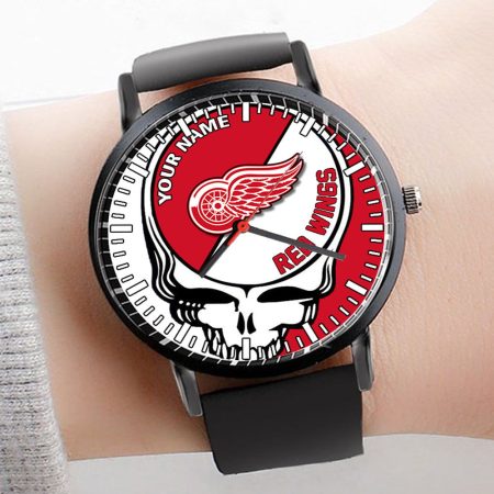 Detroit Red Wings NHL Personalized 3D Men Leather Hand Watch Gift For Fans For Father