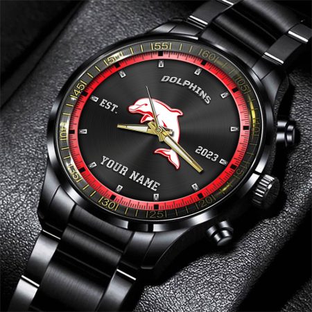 Dolphins Black NRL Personalized Sport Black Fashion Watch Gifts For Fans