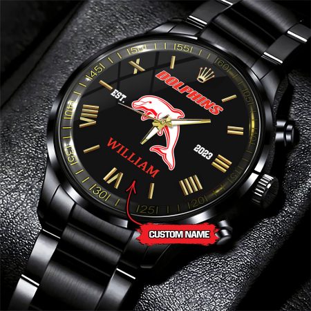 Dolphins NRL Custom Name Black Fashion Watch