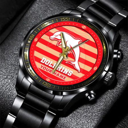 Dolphins NRL New Personalized Black Hand Watch Gifts For Fans