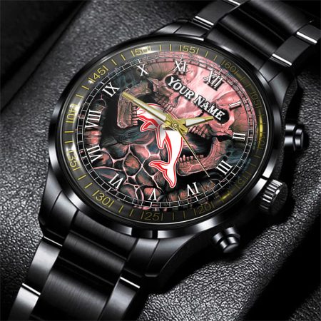 Dolphins NRL Personalized 3D Men Skull Hand Watch Gift For Fans