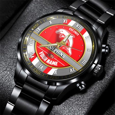 Dolphins NRL Personalized Black Hand Watch Gift For Fans
