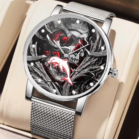 Dolphins NRL Skull 3D Women Hand Watch Personalized Gift For Fans
