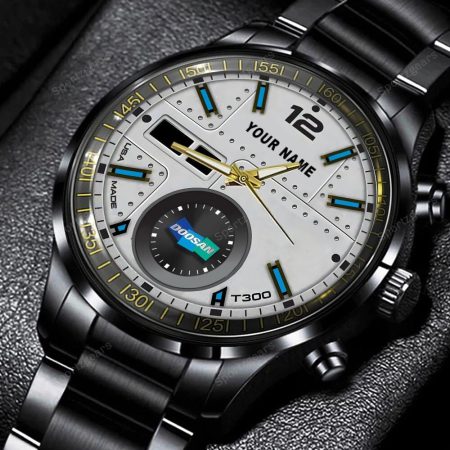 Doosan Tractor Personalized Black Hand Watch Gift For Fans