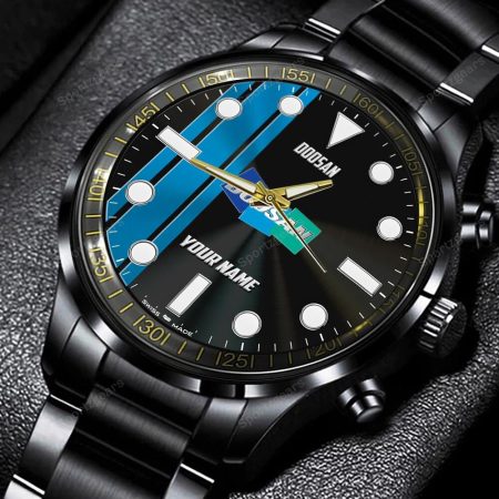 Doosan Tractor Personalized Black Hand Watch Gift For Fans