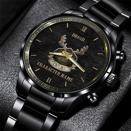 Druid Dungeons & Dragons Game Black Fashion Watch Custom Character Name For Fan