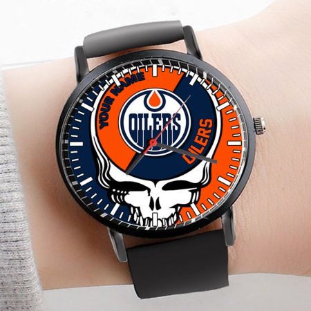 Edmonton Oilers NHL Personalized 3D Men Leather Hand Watch Gift For Fans For Father