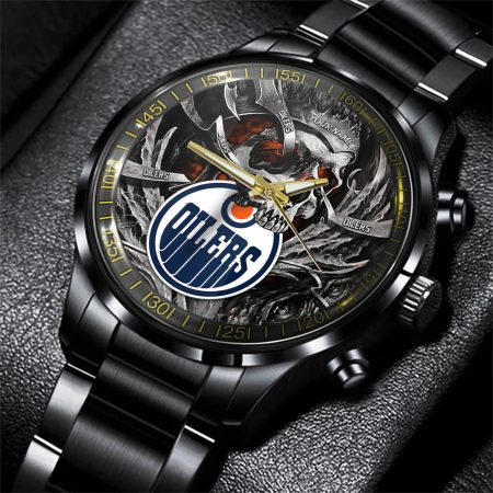Edmonton Oilers NHL Skull Personalized Hand Watch Gift For Fans