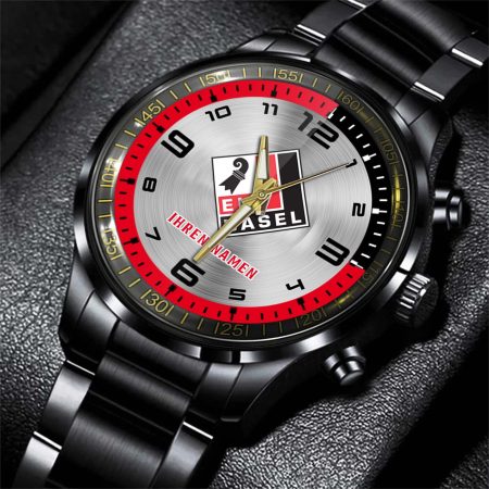 EHC Basel NL Personalized Black Stainless Steel Hand Watch For Fan