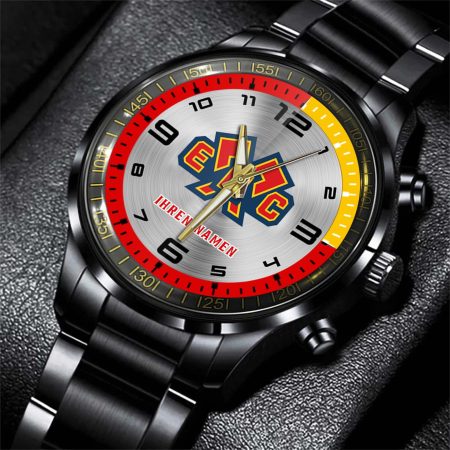 EHC Biel NL Personalized Black Stainless Steel Hand Watch For Fan