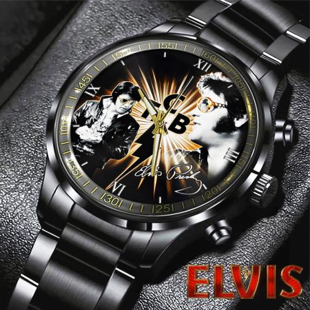 Elvis Presley Music Black Stainless Steel Watch – Gift For Fan