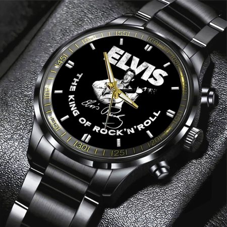 Elvis Presley Music Black Stainless Steel Watch Gift For Fan